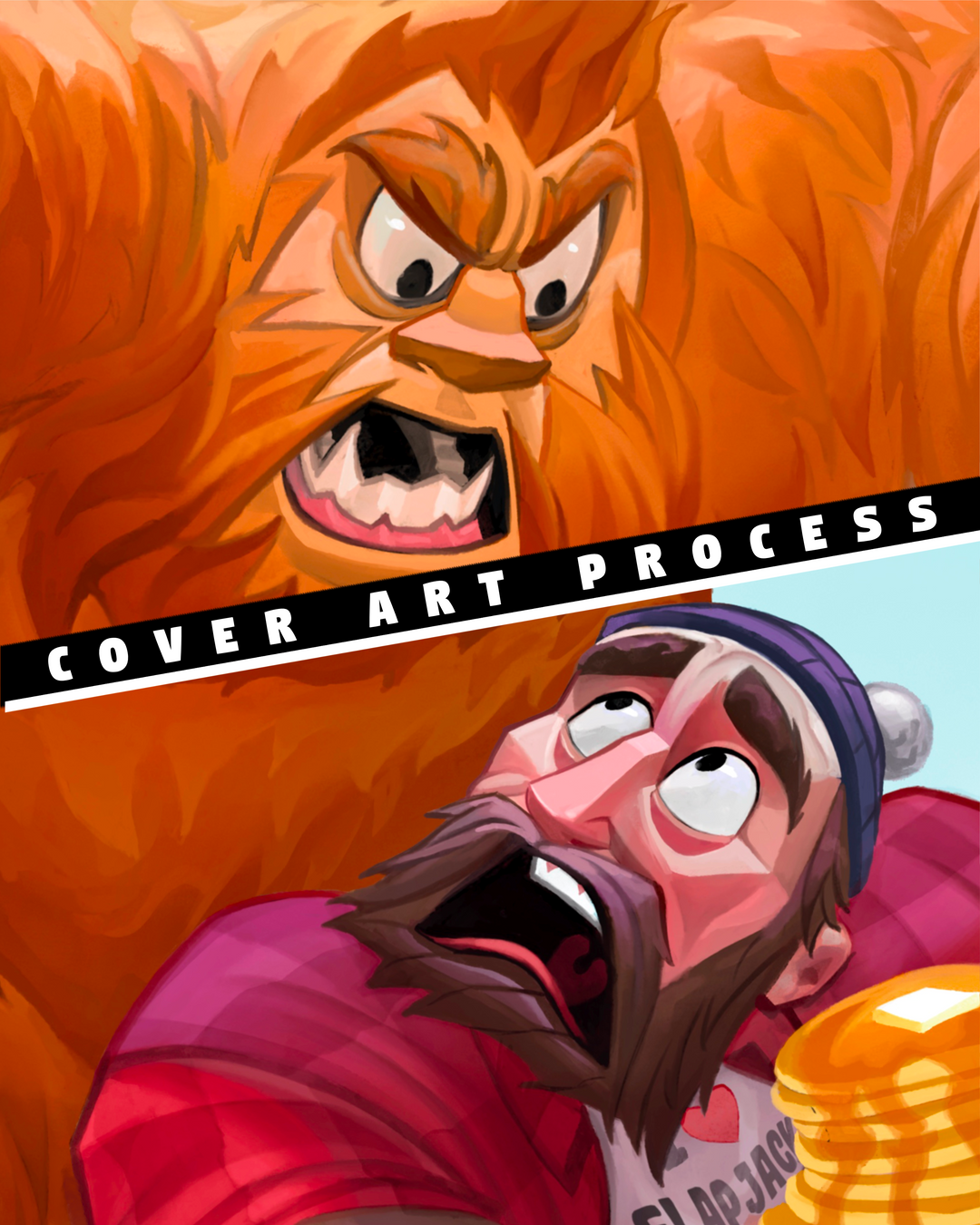 Flapjacks and Sasquatches Dice Game cover art process