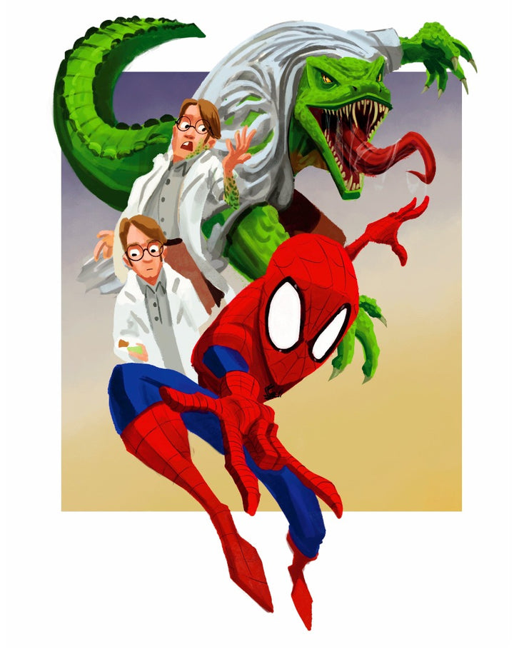 Spider-Man - Spider-Man vs. the Lizard Premium Art Print - 11 x 14